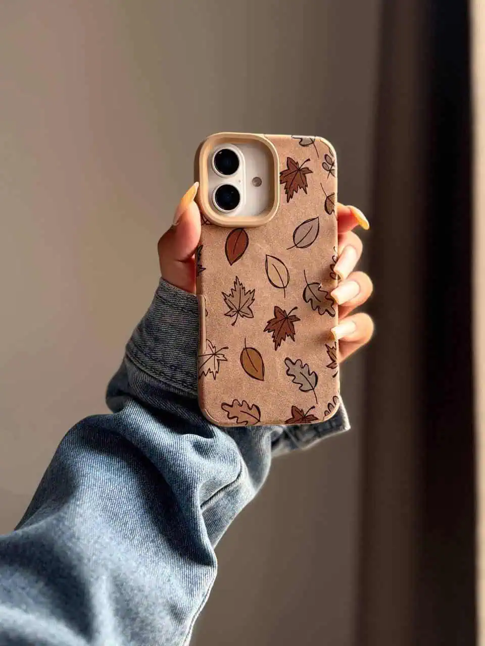 قاب گوشی  برگ پاییزی مخملی آیفون